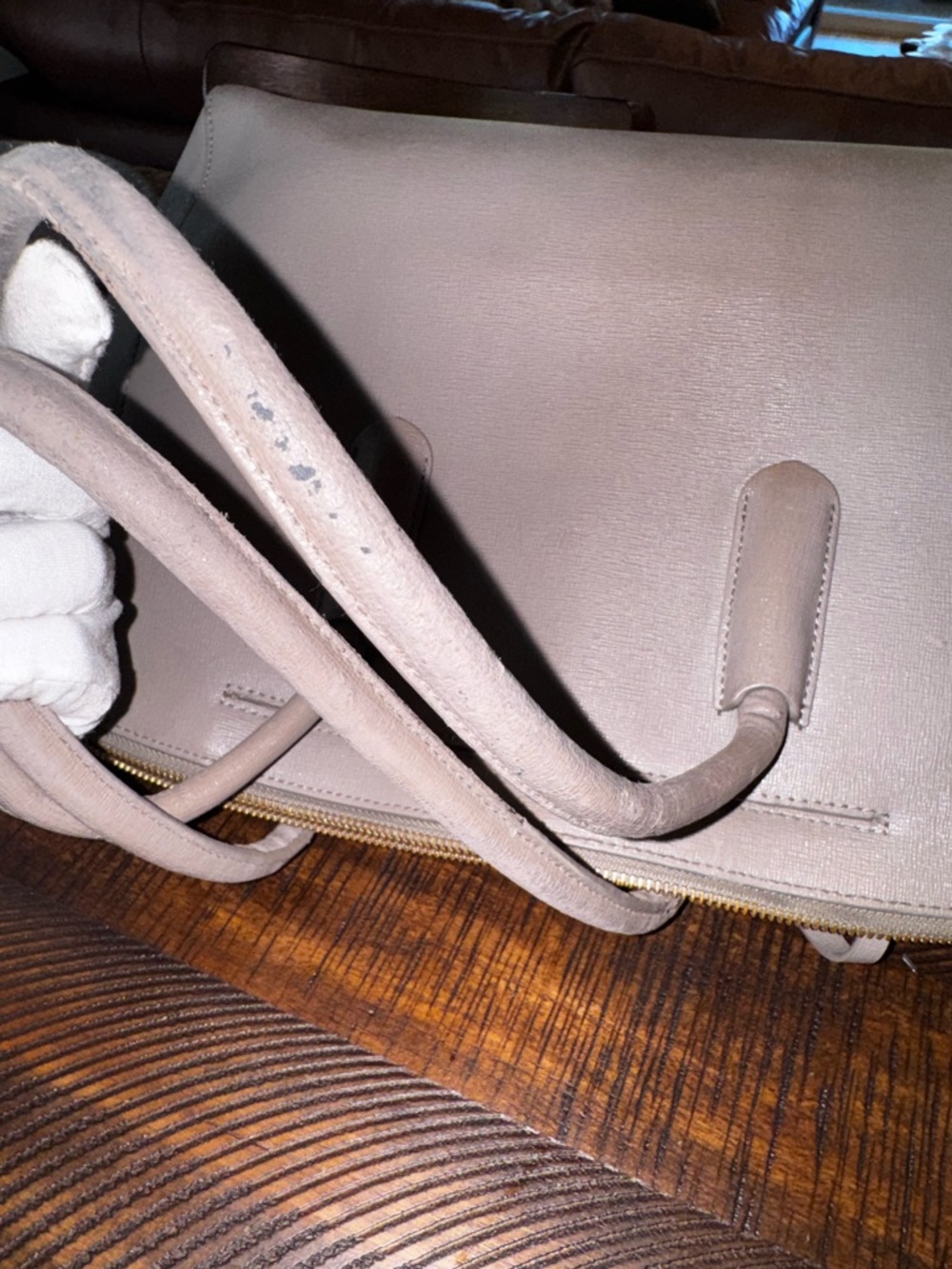 Furla grey tote bag, leather gold hardware pre-loved ❤️ - Picture 16 of 17